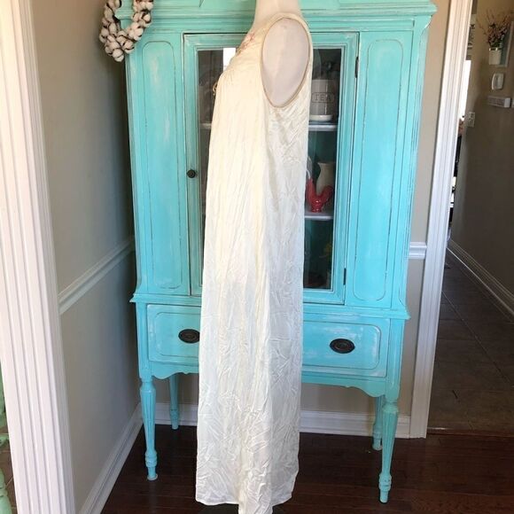 Vintage 70s 80s Nylon Nightgown Pajama Dress Beige - Picture 6 of 10